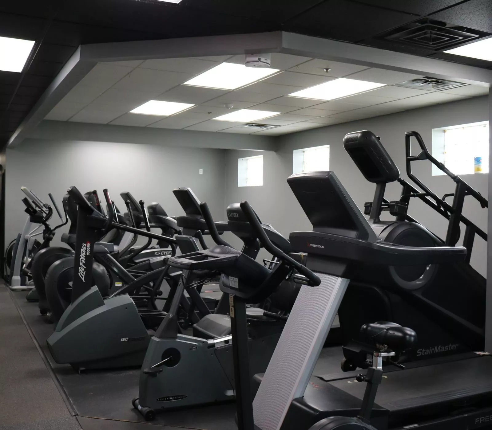 The cardio area usable during open gym at Wallace Fitness Center in Delmont, PA
